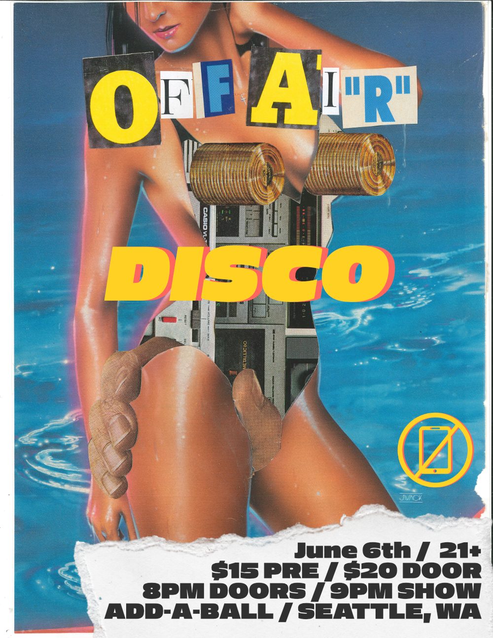 Off Air disco poster for the June debut at Add-a-Ball, Seattle