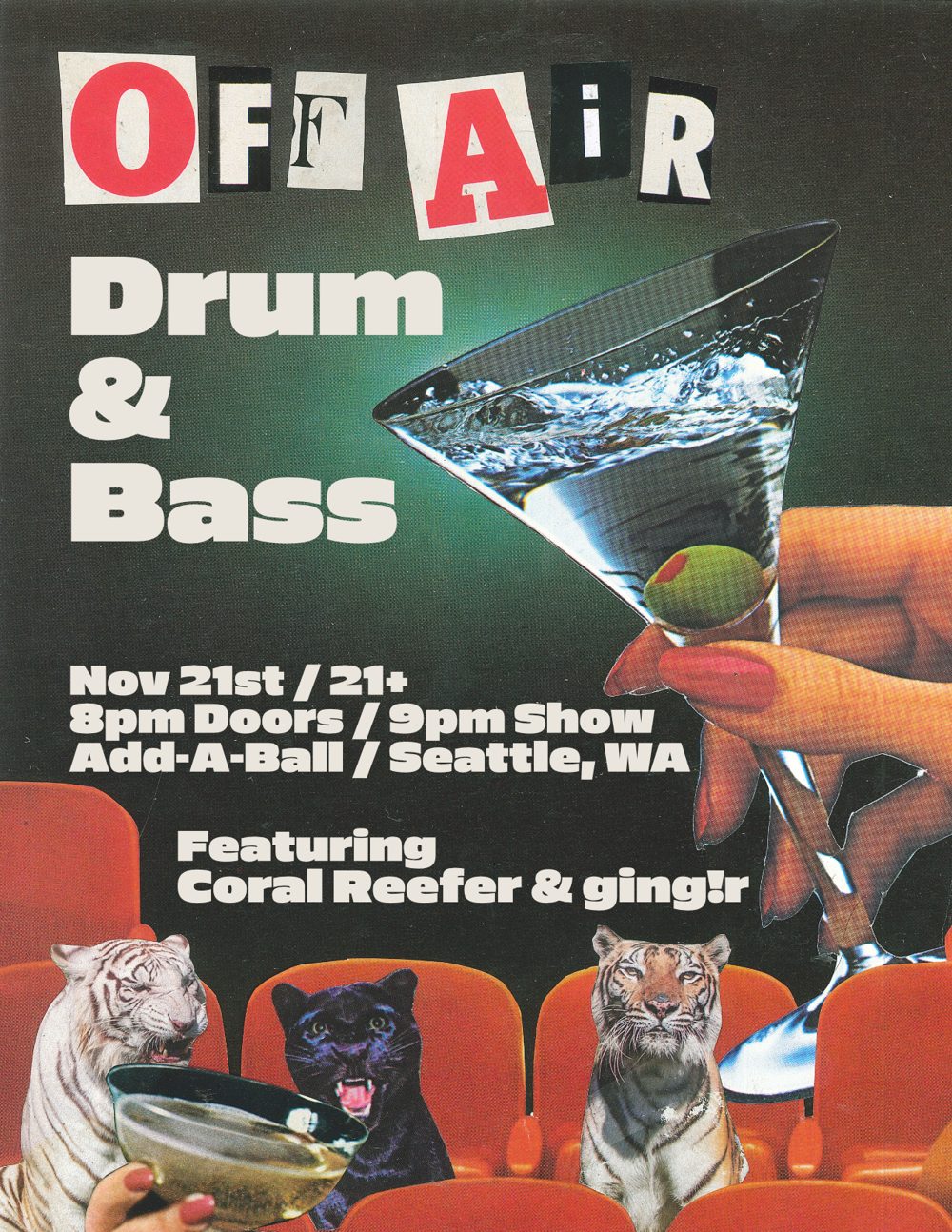 Off Air drum and bass poster, November 21 at Add-a-Ball, Seattle