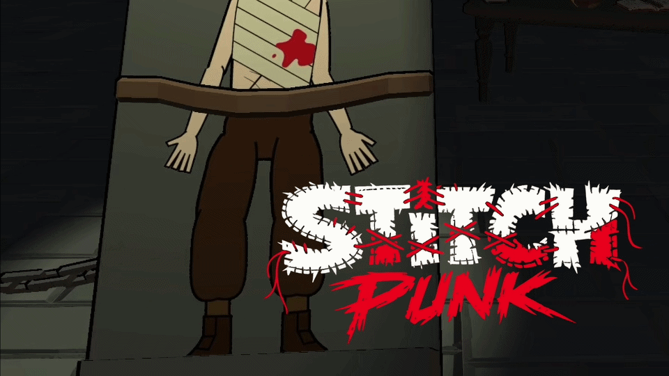 Stitch Punk gameplay: a stitched-together character and the game's title card